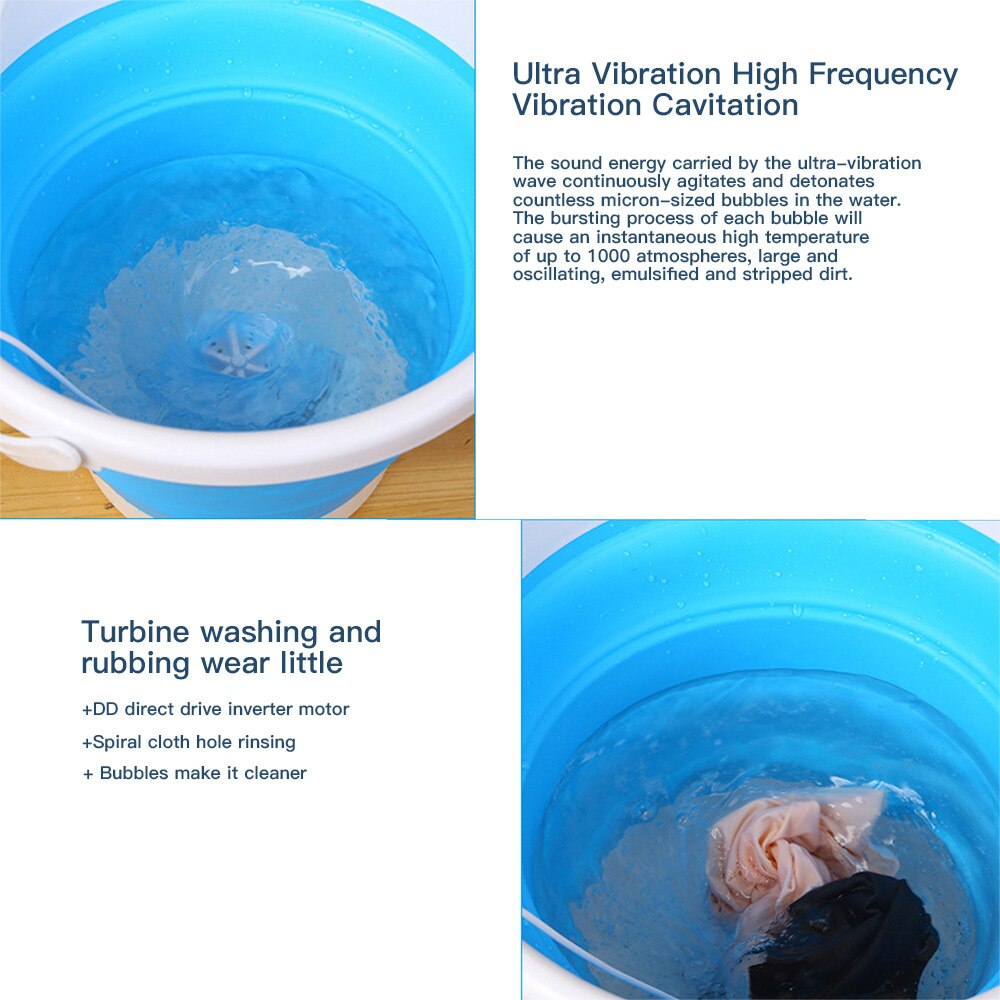 Foldable Mini Washing Machine Rotating Ultrasonic Turbines Washer USB Charging Household cleaning tools Arrivals