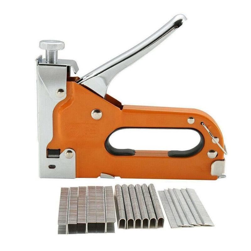 1pc perfekte kraftige stiftepistoler 3 in 1 stiftestifter med 600 stifter polstring hjemmebruk manuell spikerpistol kode trebearbeiding
