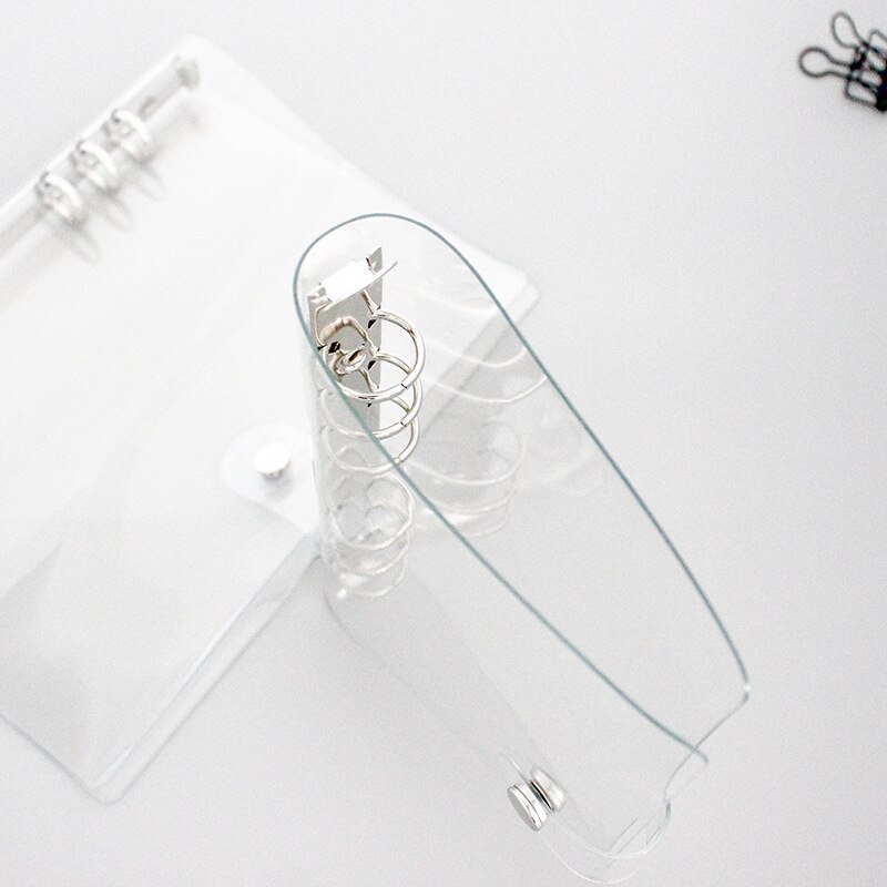1Pc Transparent Color Plastic Clip File Folder A5/A6 Notebook Loose Leaf Ring Binder Planner Agenda School Office Supplies