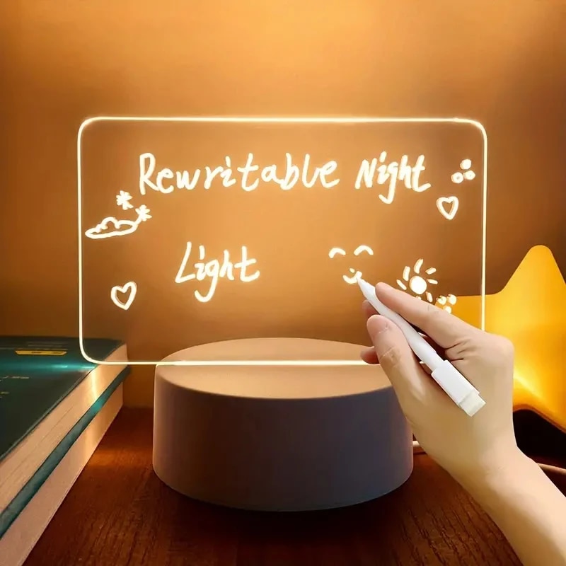 Led-skrivebord notesblok , 3d visuel skrivebordslampe, kæreste, håndlavet skrivebord dekorativ ornament akryl