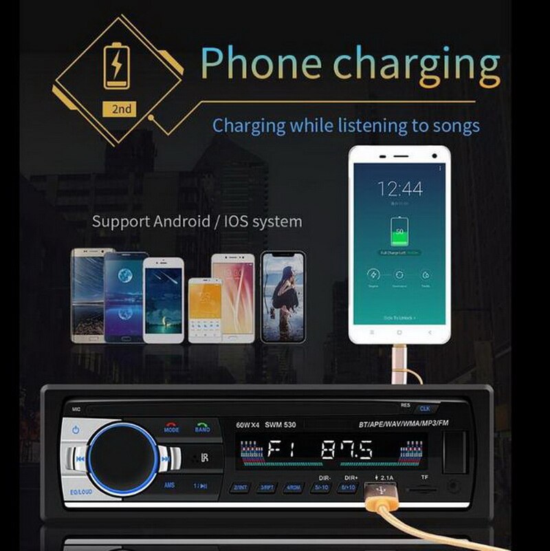 Bluetooth Handfree Car Radio MP3 Audio Player FM/USB/SD/Aux In 1Din In Dash 12V Stereo Remote Control Auto Electronics Subwoofer