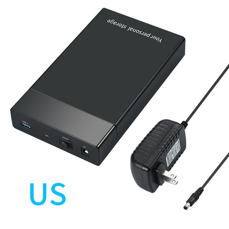 Caja de disco duro externo HDD SDD de 3,5 pulgadas, caja de disco duro USB 3,0 a SATA III de 6Gbps, compatible con disco duro de escritorio portátil de 3,5/2,5 pulgadas: US