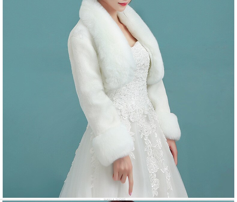Faux Fur Bridal Wedding Wraps White Red Winter Wedding Coats Jackets Bolero For Evening Dress Warm Bridal Shawl Cape LT036