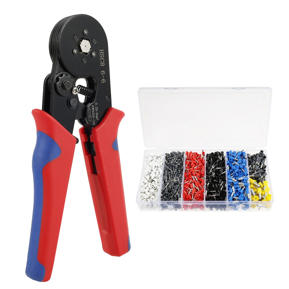 Crimper Plier Set HSC8 6-6 Ferrule Crimping Pliers Wire Crimping Tool Wire Stripper Hand Ferrule Crimp Set With 1900 Terminals