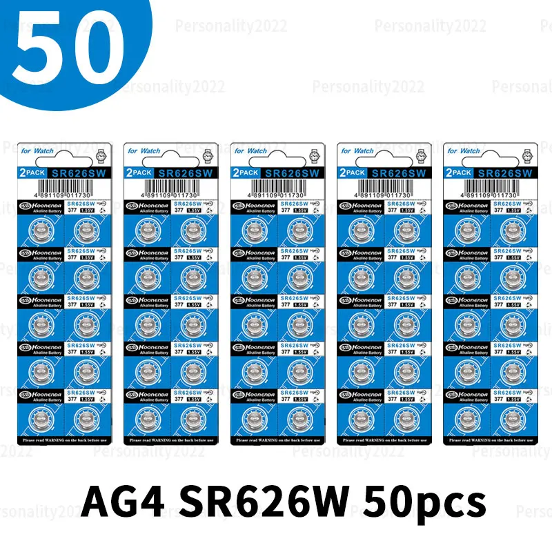 10-100 pz AG4 1.55 v Batteria Alcalina LR66 LR626 L626F SR626SW 377 Batterie a Bottone per Orologio Piccoli Dispositivi Elettronici: verde