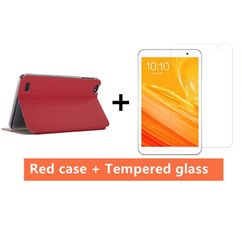 Cover Voor Teclast P80 P80H 8 Inch Tablet Pc Pu Case Cover Voor Teclast P80x 4G + gratis Stylus Pen: Red case add glass