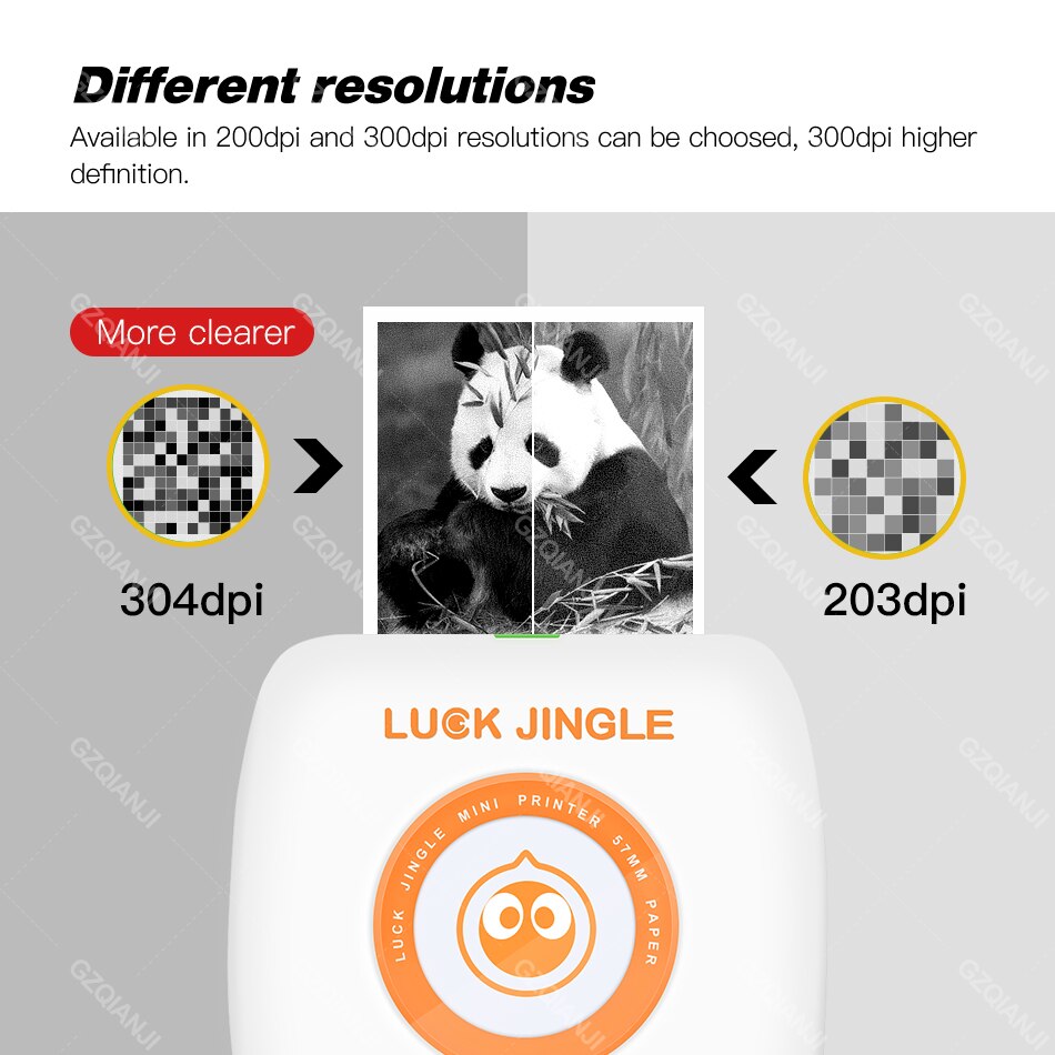 Foto pocket mini thermische printer 304 dpi 58mm thermische bluetooth draagbare printer mobiele telefoon printer voor android ios