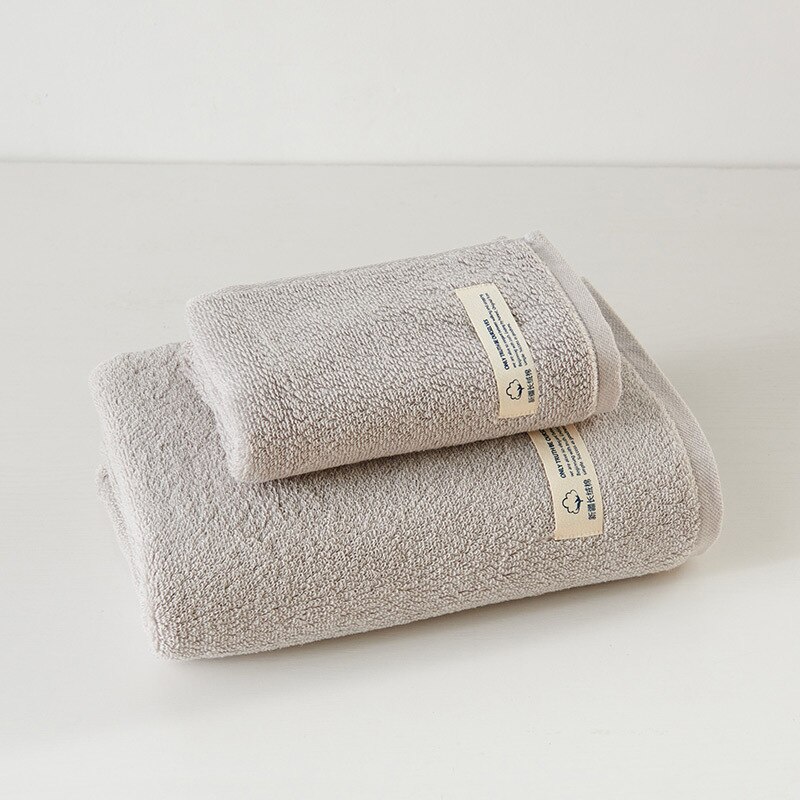 2pcs towel set grey face towel+bath towel cotton solid blue pink milk white 70*140cm beach toalla for home hotel полотенце: light gray