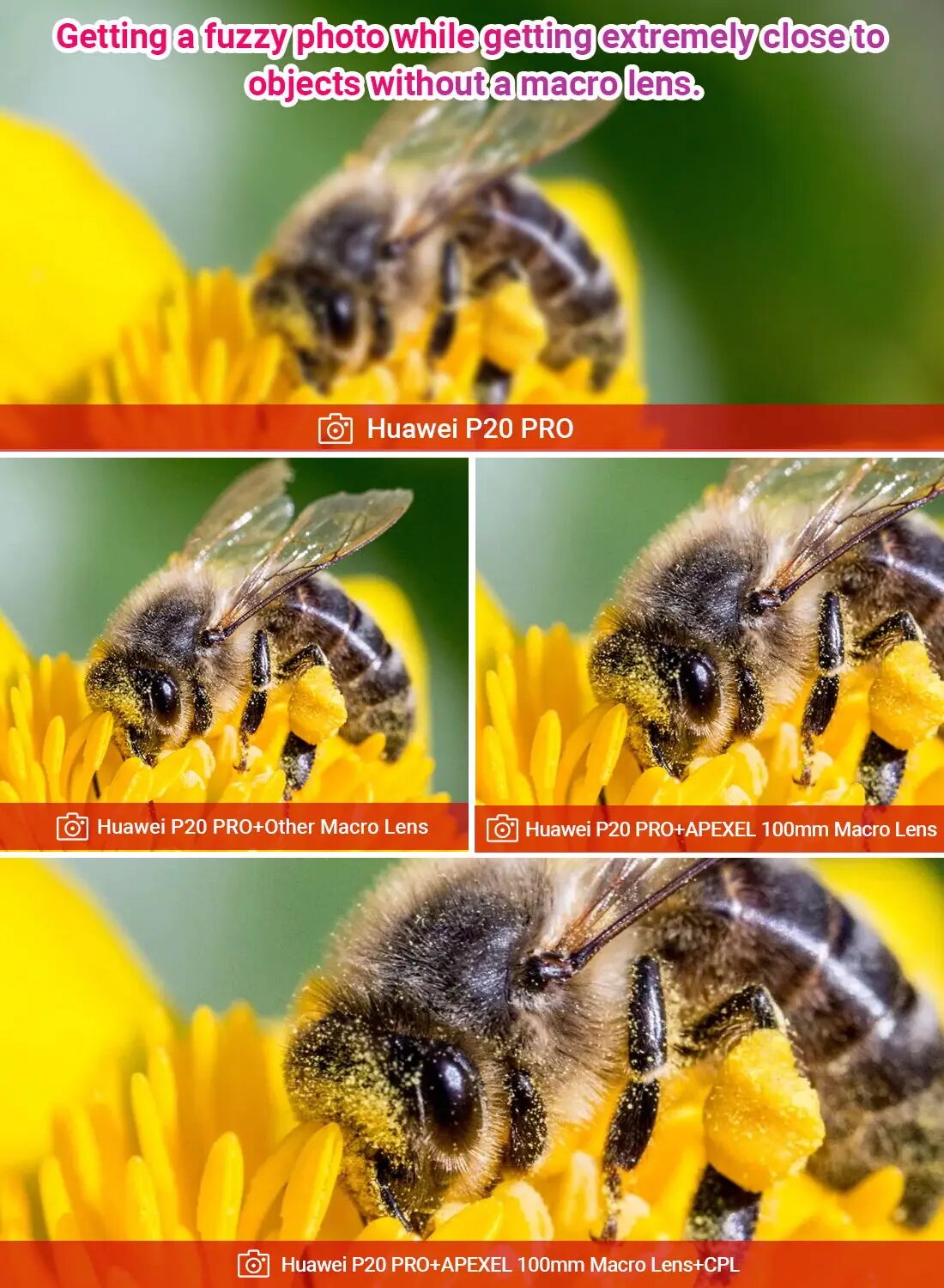 APEXEL Upgrated 4k HD 100mm Macro Micro Lens Met CPL Filter Multifunctionele Klem voor iPhone Samsung en Alle Smartphones