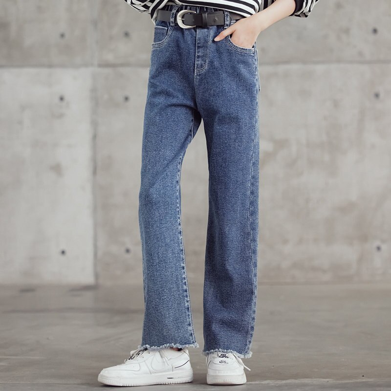 Pantalones vaqueros para chicas adolescentes, ropa de calle a la para niños de 4 a 14 años, Color sólido, para primavera y otoño