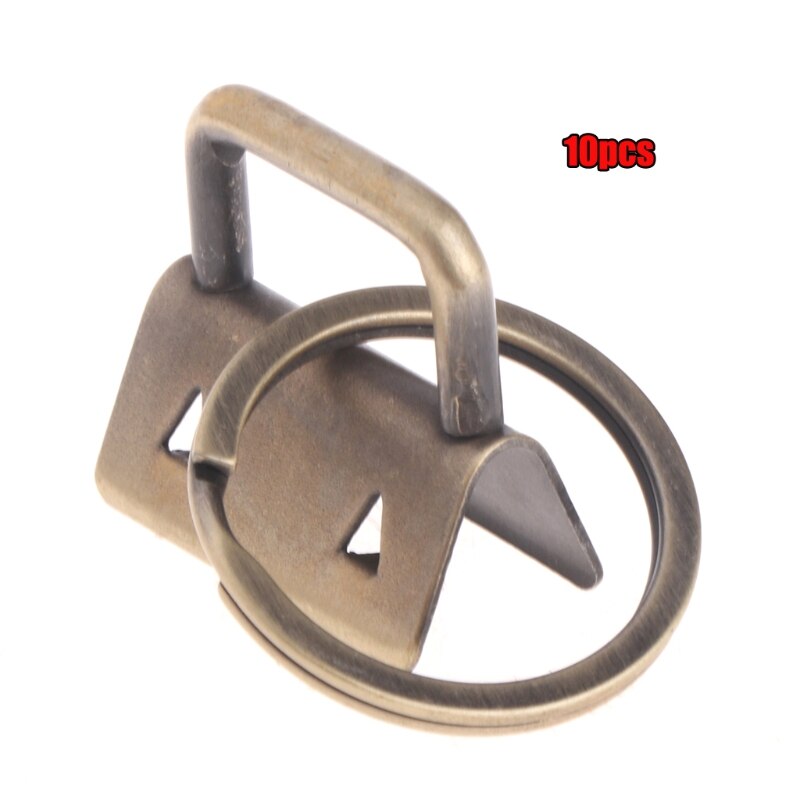 Ootdty 10 stk nøglefob hardware 25mm nøglering split ring til håndled armbånd bomuld hale klip: Bronze