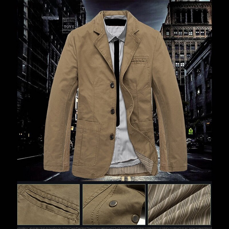 Men Autumn Blazer Suit Mens Casual Fit Slim Single Breasted Coat Casual Business Work Wear Plus Size Coat