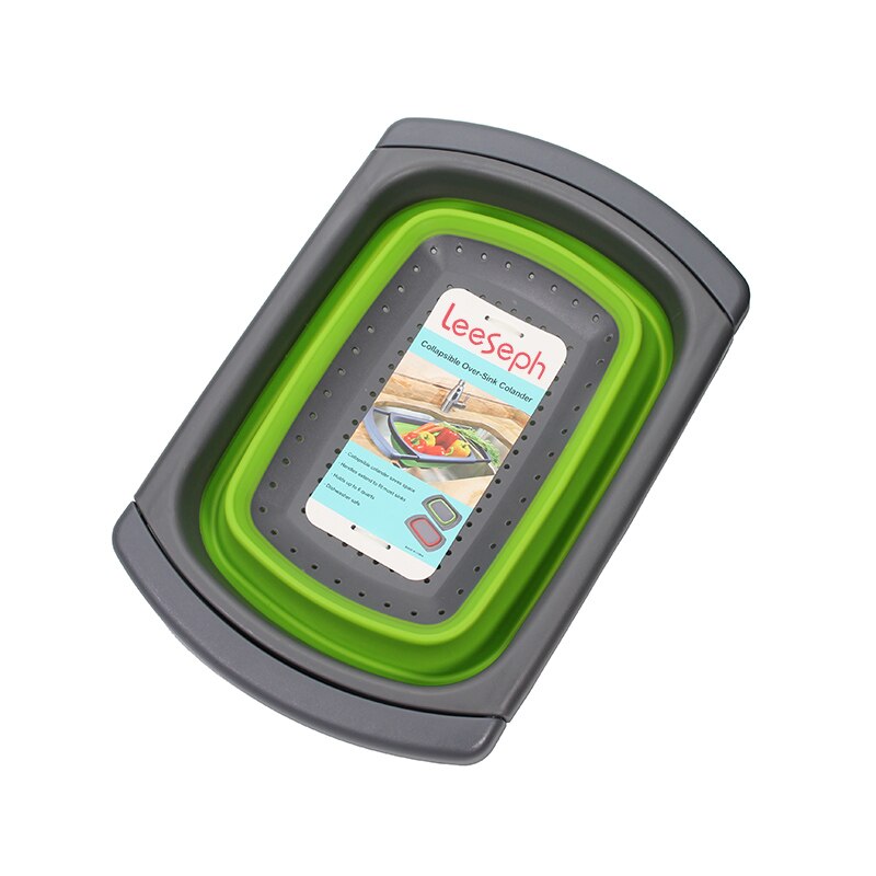 Folding Kitchen Strainer, Colander Collapsible, Perfect fits the Sink, with Handles, 6-quart Capacity, Red & Green: Green