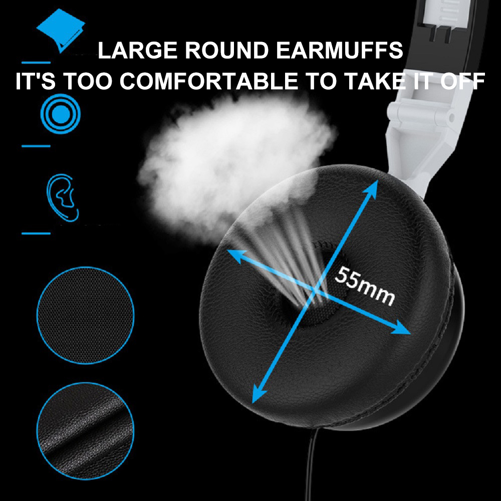 Moda com fio dobrável fones de ouvido 3.5mm alta fidelidade áudio baixo fone música esportes jogo fone para telefone desktop tablets pc