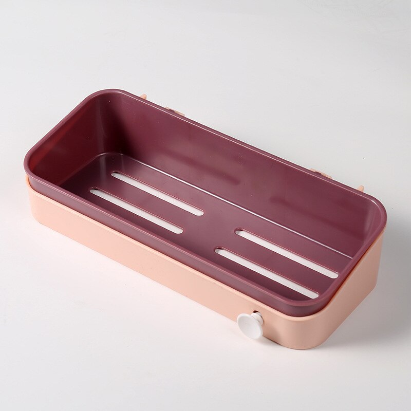 Bathroom Shelf Storage Shampoo Holder Kitchen Storage Rack Organizer Wall Shelf Bathroom Holder Shelves Corner Shower Shelf: Pink