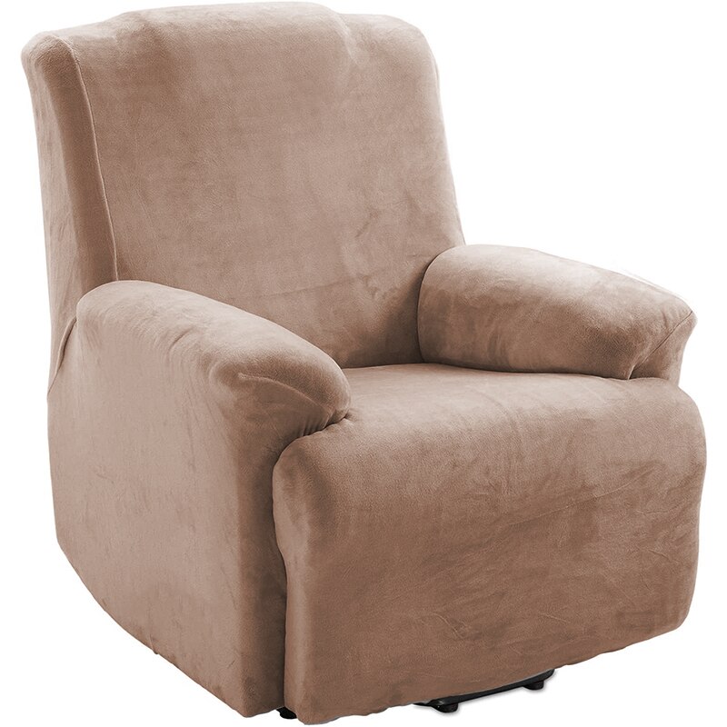 4 Stuks Pluche Fluwelen Fauteuil Sofa Cover Voor Woonkamer Relax Fauteuil Hoes Ligstoel Cover Voor Luie Jongen Sofa: brown