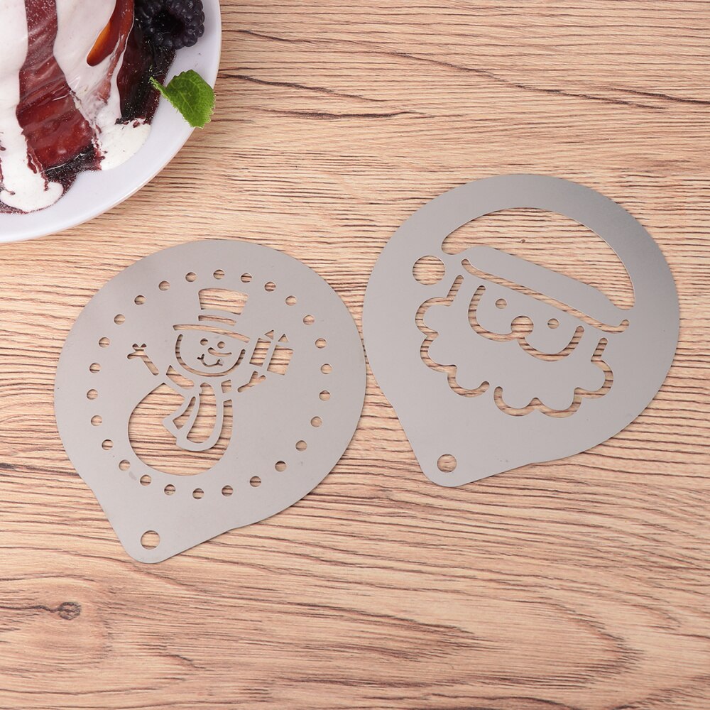 1 Set of 6pcs Coffee Stencils Stainless Steel DIY Cappuccino Latte Art Template Printing Model (Assorted Style 1): Silver Set 4