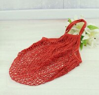 Netting handlepose gjenbrukbar streng frukt oppbevaring håndveske totes kvinner shopping mesh nett vevd veske butikk dagligvare tote bag: Rød
