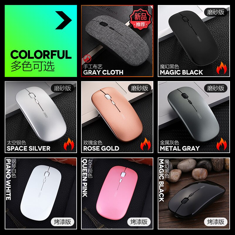 inphic PM1 Wireless Mouse Mute Ultra-Thin Mouse Bluetooth Dual-Mode Charging Laptop Computer Mouse Wireless