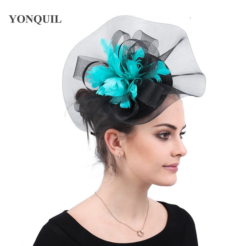 charmant mariage coiffure pour future mariée fantaisie plume fascinator femmes fête chapeau dîner banquet coiffure avec fantaisie plume florale