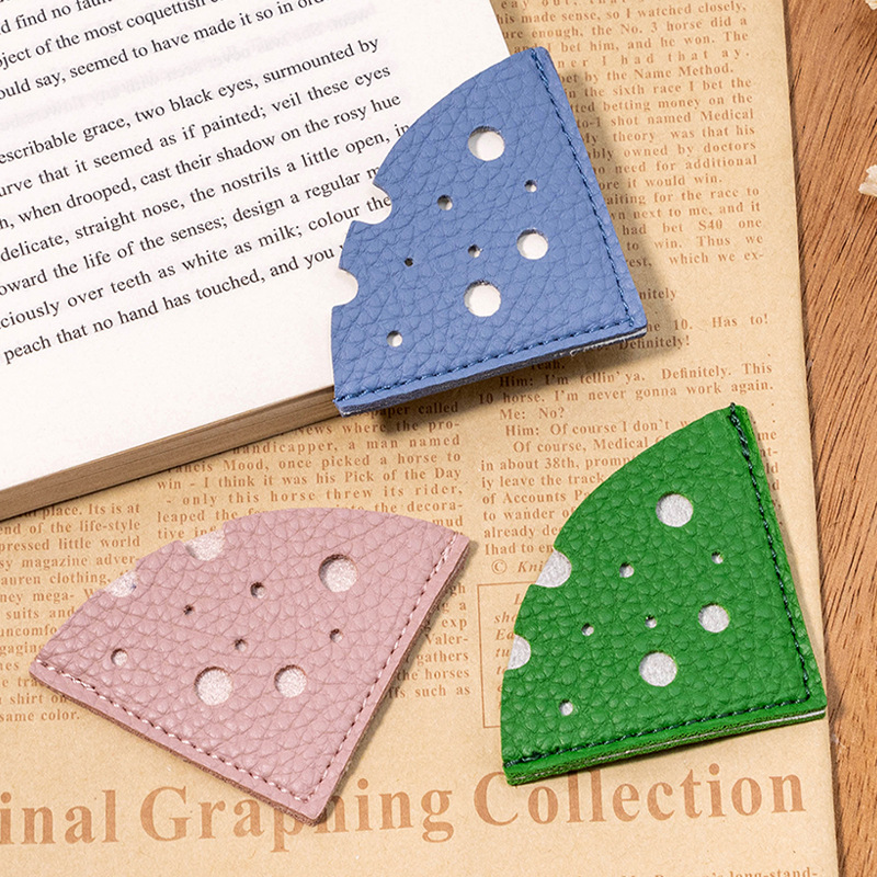 Cheese Shape Bookmark PU Book Marker Paper Corner Protection Anti-roll Marking Page Finder Book Accessories Reading