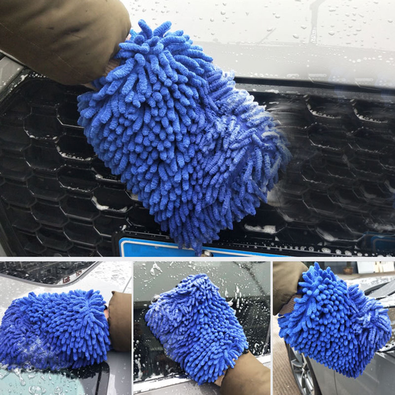 Uds de microfibra guante para lavado de coche herramienta de limpieza de cepillo de limpieza cepillo de detallando lavado de coche guante para lavado de coche esponja