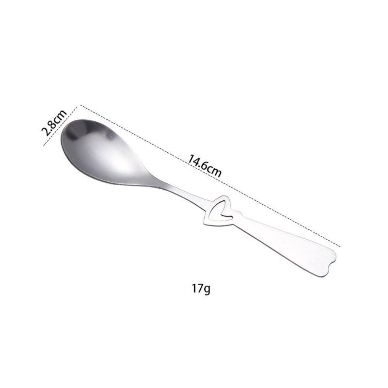 2pz in Acciaio Inox a Forma di Cuore Cucchiaio di Caffè Cucina dolce Zucchero Mescolando Cucchiai Cucchiaino Piatti E Posateria di san valentino Regalo di Giorno: Grigio chiaro