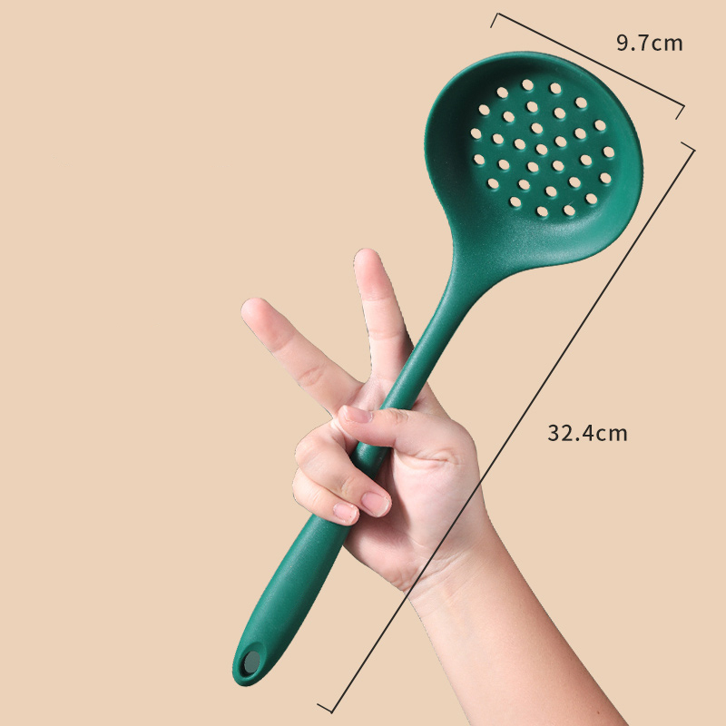 Food Grade Silicone Cooking Spoon Nonstick Heat-Resistant Flexible Wok Spatula Colander Rice Scoop Kitchen Cooking Tools
