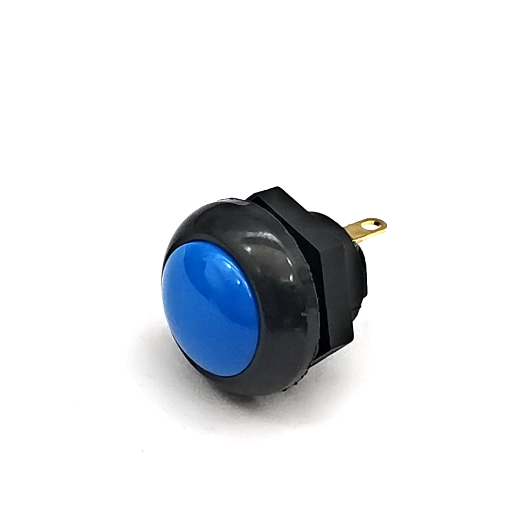 0TT0 Knopfschalter, rund, 12 mm, flacher Kopf, wasserdichter Knopf, Druckknopfschalter, runder flacher Kopf, zurücksetzen-Schalter: Blau