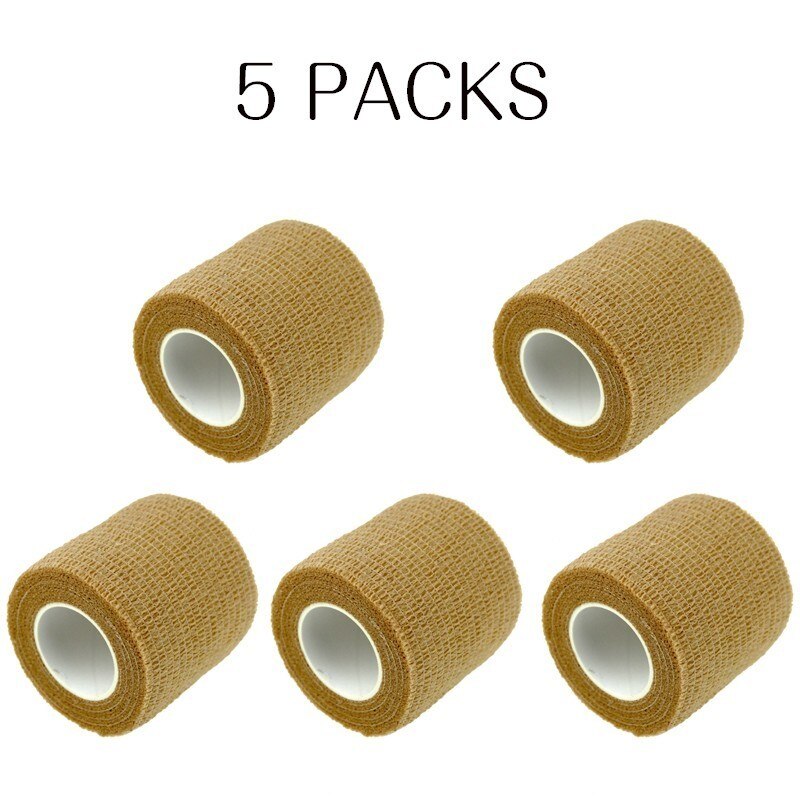 5 stk/parti sportssikkerhed selvklæbende elastisk bandage non-woven stof tape beskyttelsesudstyr knæ albue støtte støtte 5*450cm: Hud