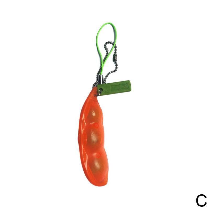 Linzen-erwtenkleur fidget toy antistress knijp edamame stressverlichtend speelgoed sleutelhanger openrits bonen emotie fidget sleutelhanger: C