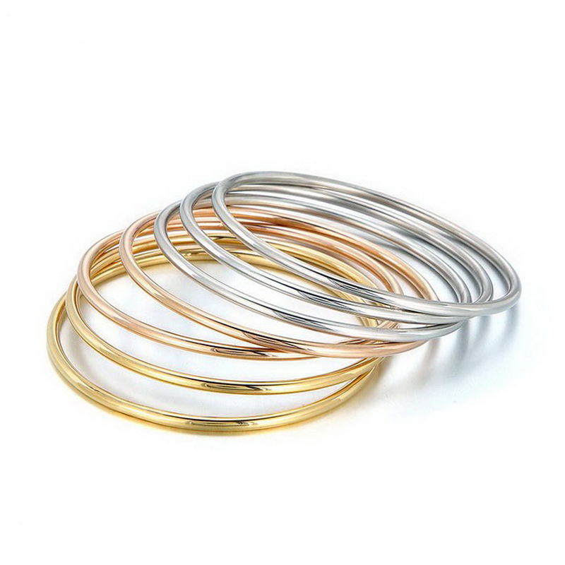 Simple Stainless Steel Bracelet For Women Men Gold Silver Color Geometry Wire Round Bangle Female Trendy Jewelry Wristband: PURPLE