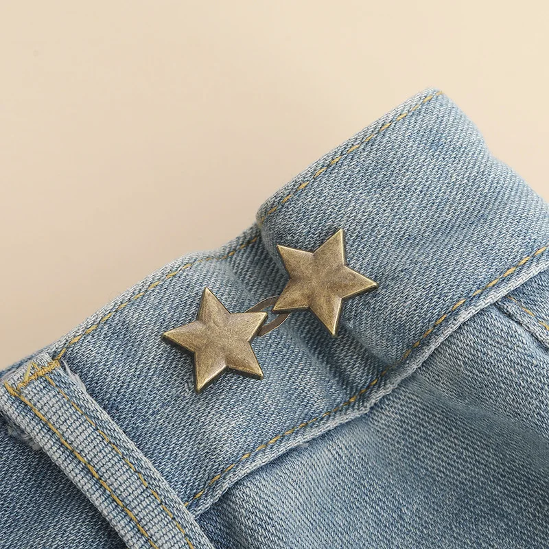 1 paire de boutons en jean, Clips réglables pour pantalons, jupes, tendeur de taille, boucle, bouton-pression, broche de pantalon, bouton rétractable: Laiton