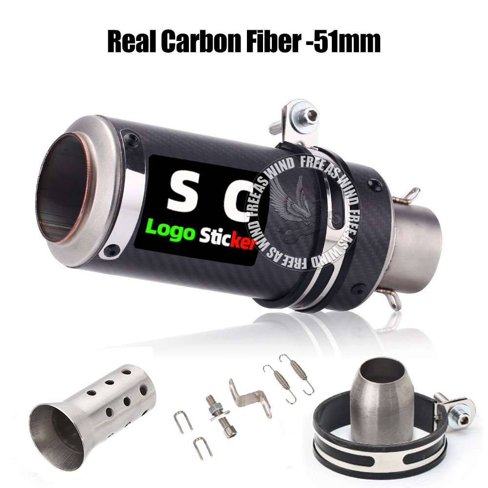 51mm 60mm 63mm Carbon Fiber sc Motorcycle Exhaust Muffler Escape for Motorcycle GP-project Universal Exhaust Modified Accessorie: Blue