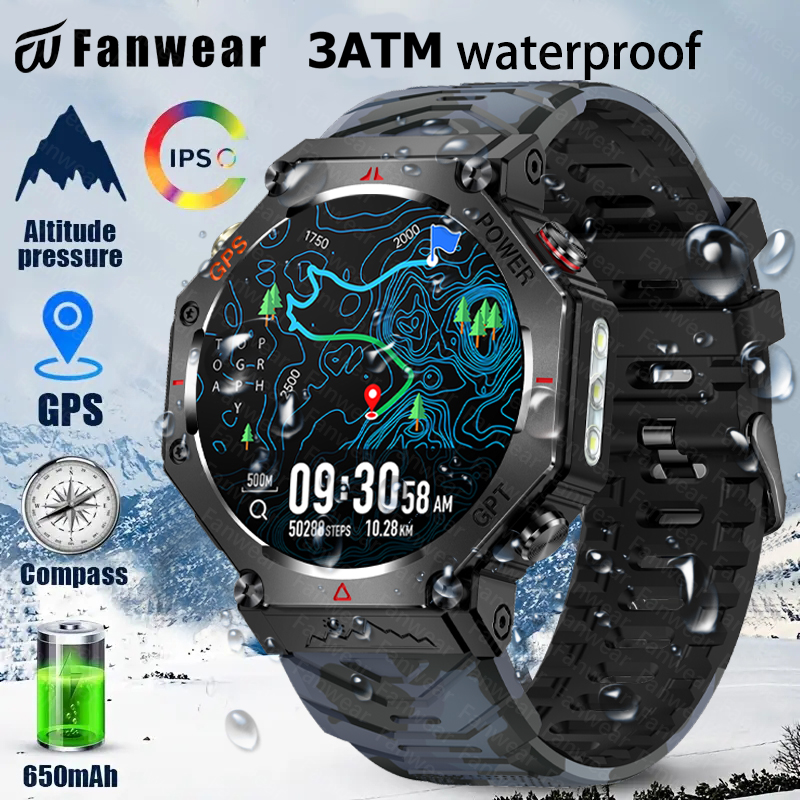 2025 Nuovo sport Militare Smartwatch Da Uomo per Xiaomi T-Rex 3 GPS Astuto Della Vigilanza 5 ATM Impermeabile costruito-in doppio-gruppo musicale GNSS bussola: verde