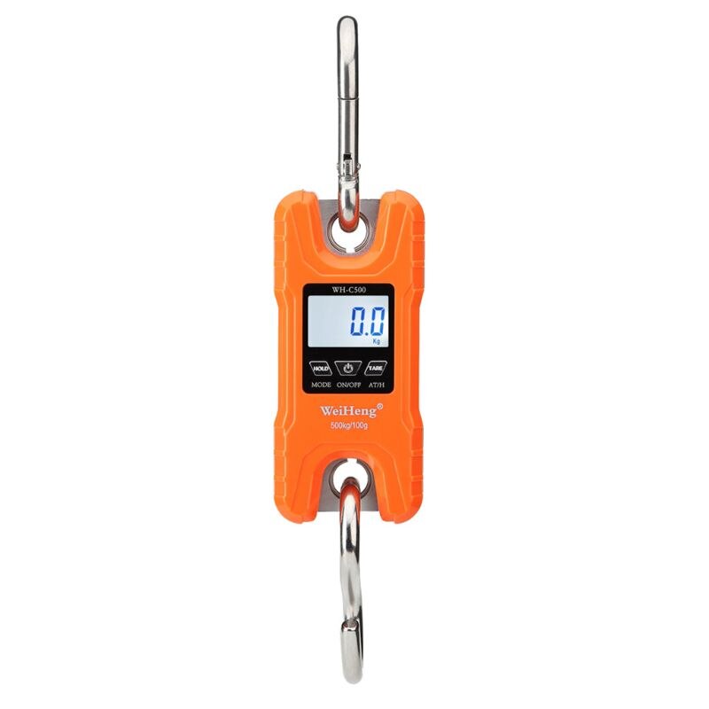 Mini kranvåg bärbar 500 kg / 1000 lb tunga digitala hängande vågar lcd-skärm med bakgrundsbelysning för hemgård: O