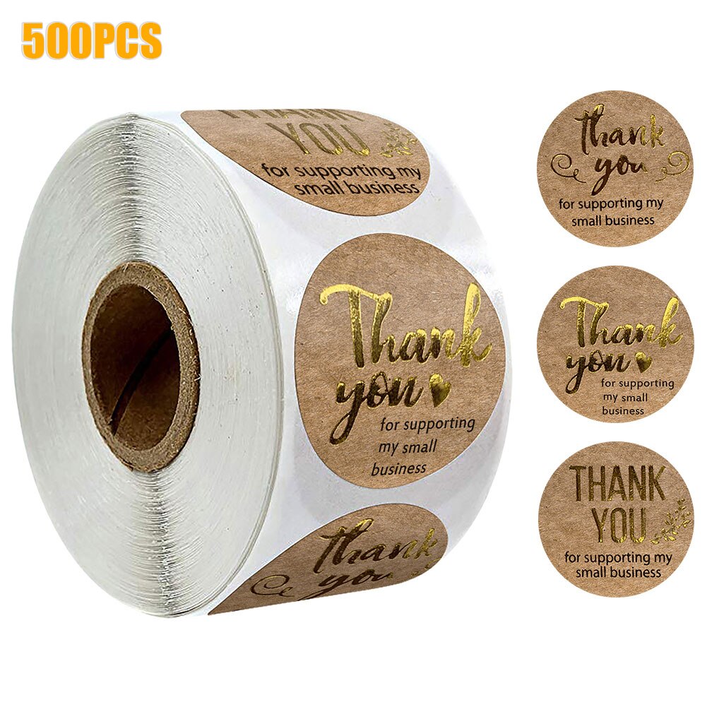 500PCS Round Labels Handmade Kraft Paper Packaging Sticker For Candy Dragee Bag Box Packing Bag Wedding Thanks Stickers