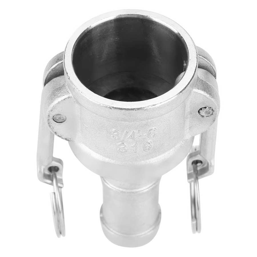 Stainless Steel 316 Type C Camlock Adapter Coupling Female End x Male Barb DN20