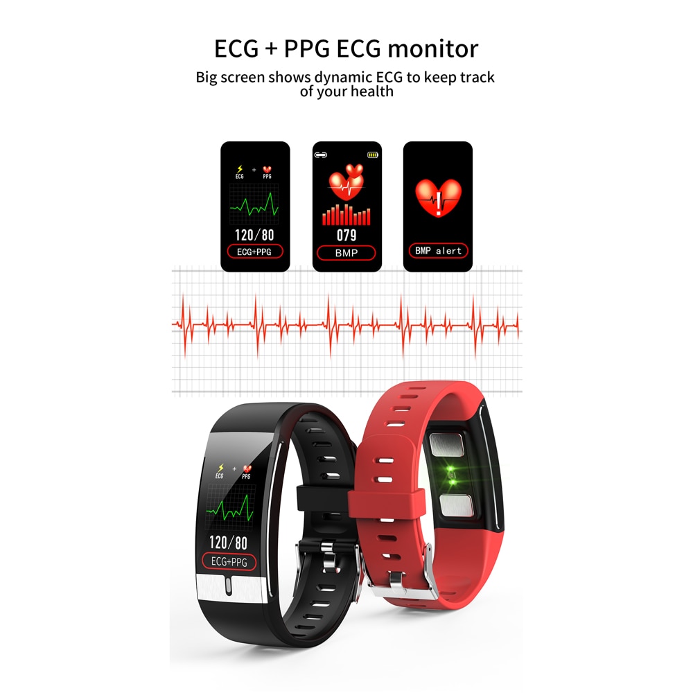 Smartwatch heren  e66 lichaamstemperatuur ecg ppg waterdichte sportarmband bloedzuurstof hartslag smartwatch voor ios android