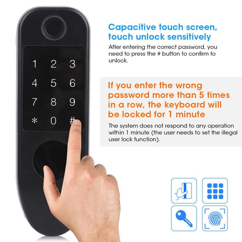 Smart Access Control Fingerprint Password Card Key Wiring Electric Anti-Theft 125KHz Door Lock For Home Apartment Safety Lock