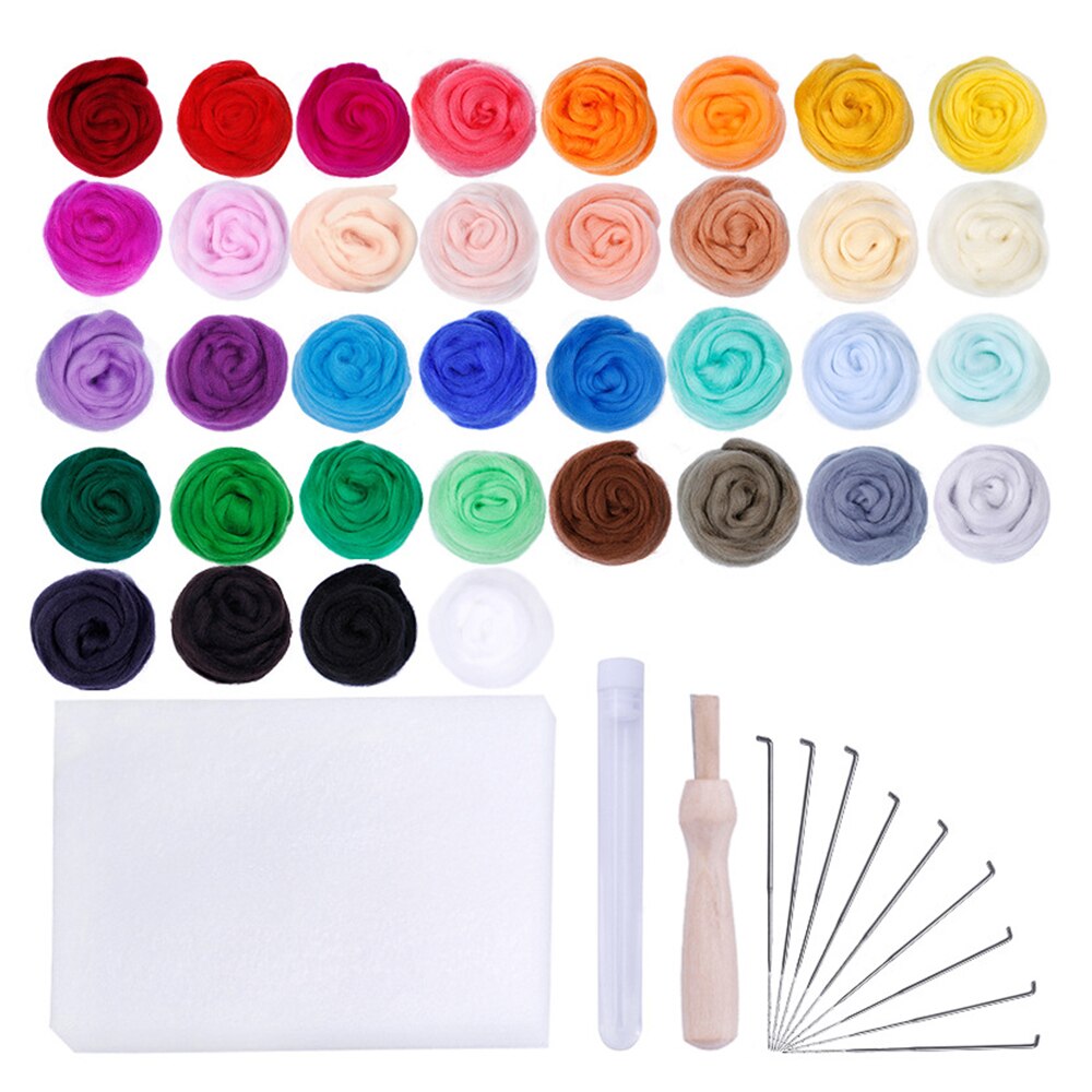 36 Colors Wool Roving Set Starter Tool Kit Needle Felting Kit Household Supplies: Default Title