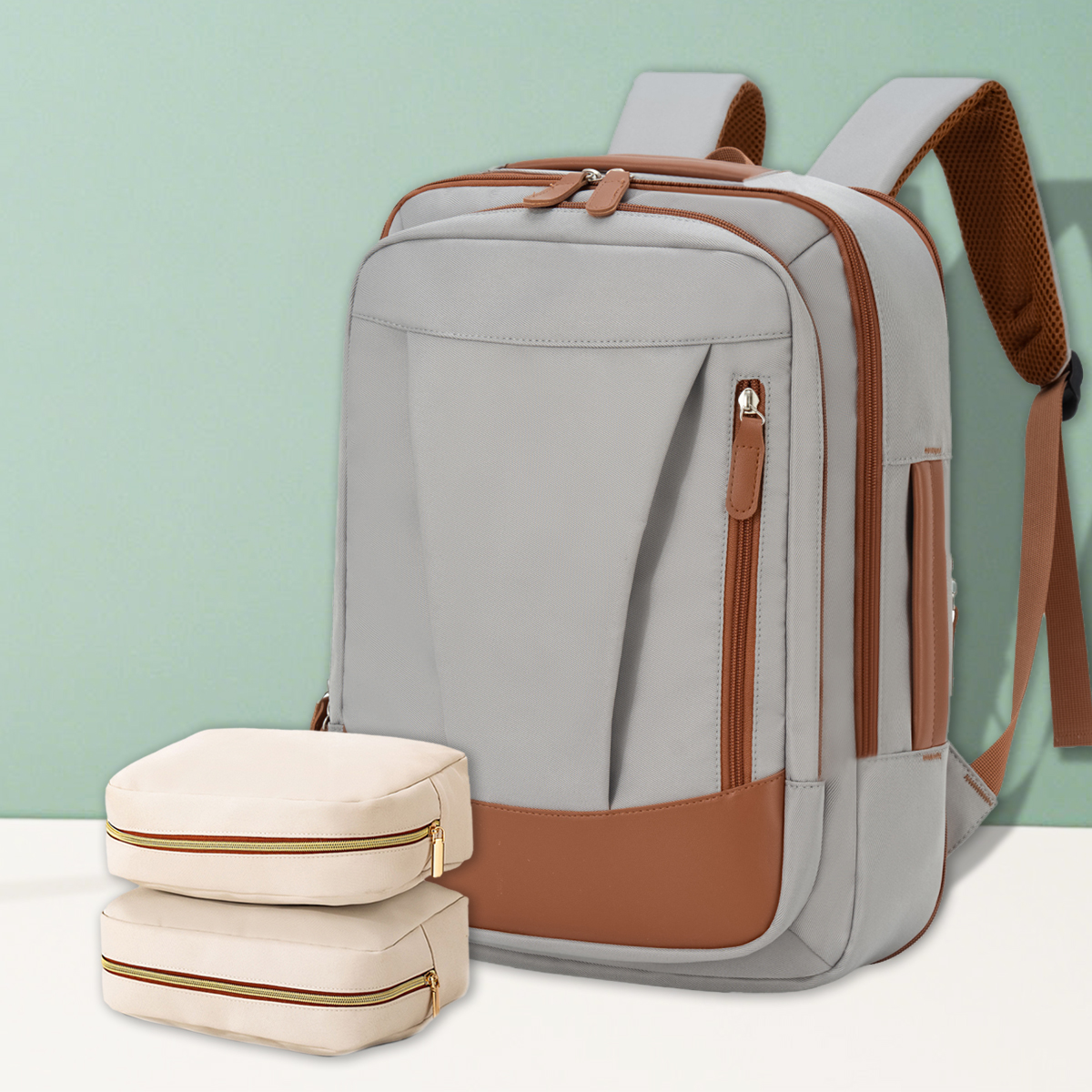 Backpack for Women Simple Business Computer Backpack Outdoor Large Capacity Travel Bag Student School Bag for Boys: Brown