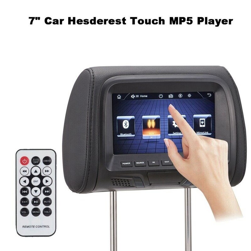 7 inch Touch Screen Car Headrest Monitor with Zipper MP5 Player Pillow Monitor Support Video Sync/ Mirror Link