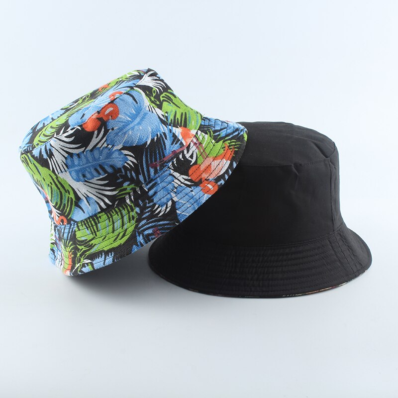 Summer Coconut Tree Flower Printed Fisherman Caps Panama Bucket Hat Reversible Gorro Pescador Men Women: 2
