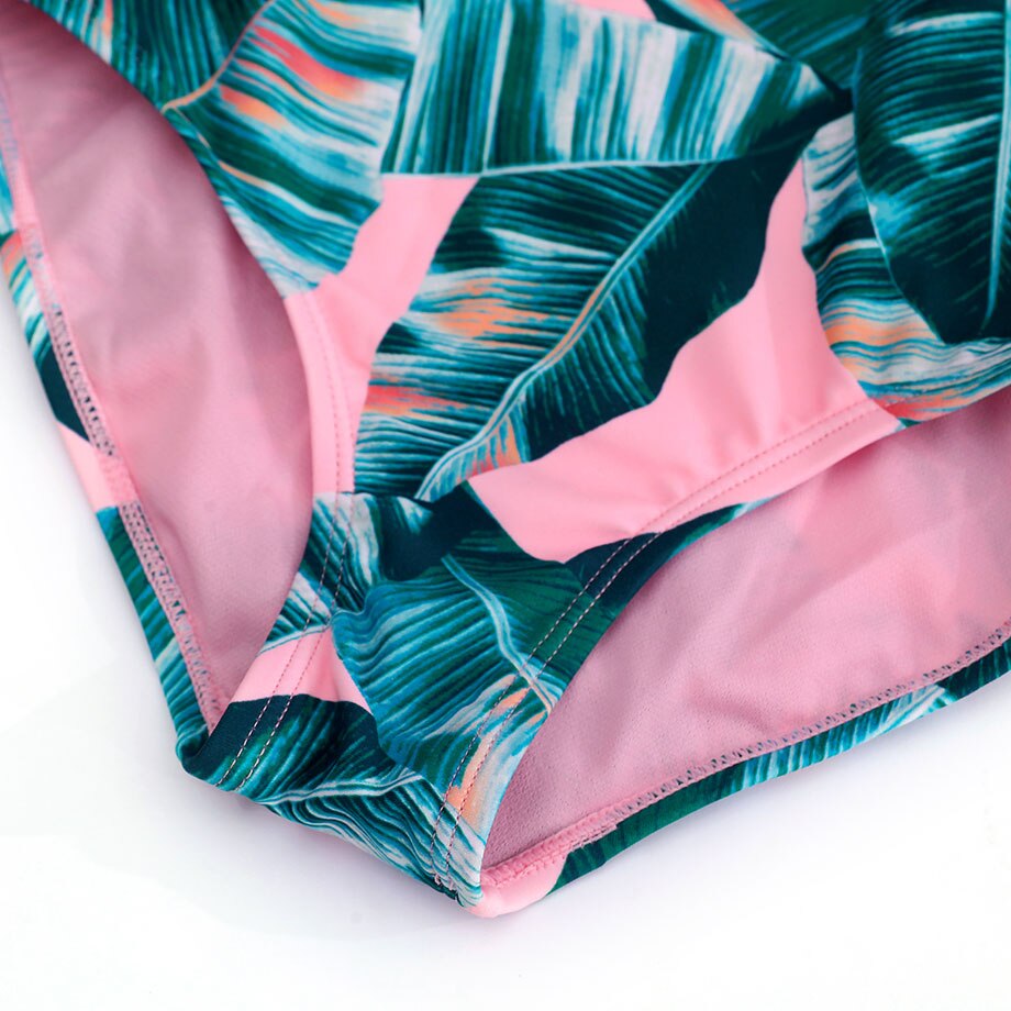 Bañador de flores tropicales para niñas de 7 a 16 años, traje de baño de estilo vendaje para adolescentes, ropa de playa con volantes, Monokini