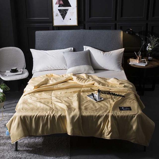 50 Zijde Dekbed Spreien Gewatteerde Deken Zomer Winter Koning Koningin Full Twin Size Dekbed Beddengoed Set Pure Kleur Gouden Wit: 180x210cm 1.1kg / 4
