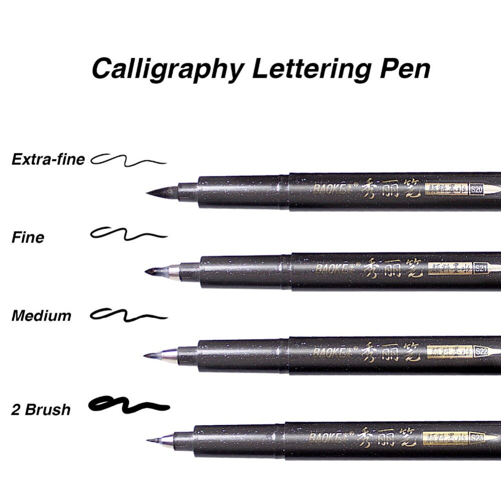 Refill Brush Calligraphy Pen for Lettering 4 Pcs Black Brush Painting Art Supplies Calligraphy Set for Beginners Writing Drawing