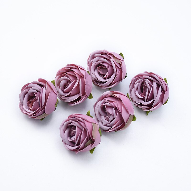 6 st te rosor huvud självlåda juldekorationer till hemmet bröllop bröllop tillbehör röjning konstgjorda blommor billigt: 5