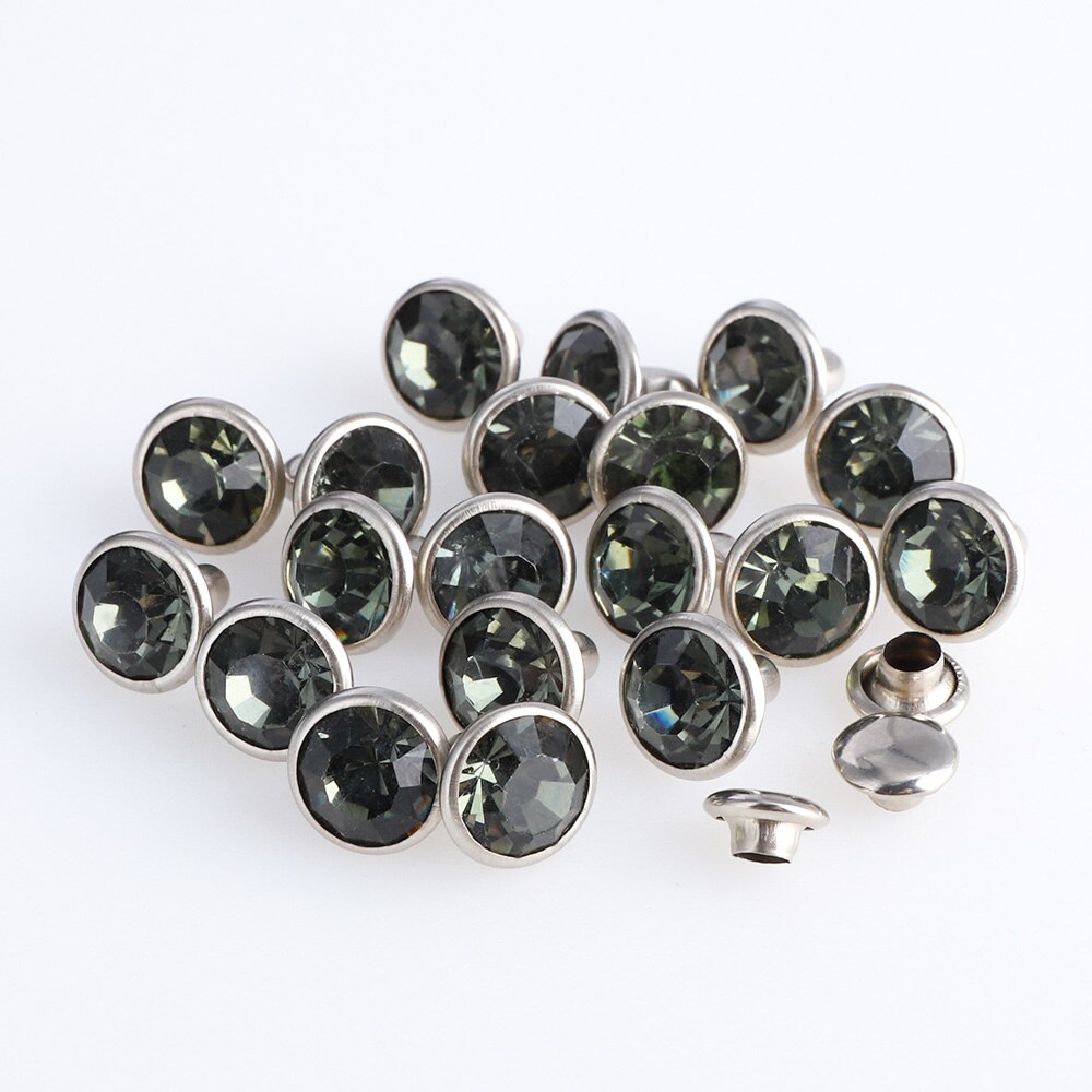 Juego de tachuelas de diamantes de imitación para manualidades, juego de tachuelas de Cristal AB de 6/8mm para manualidades, bolsa de ropa, broca de cuero, 100