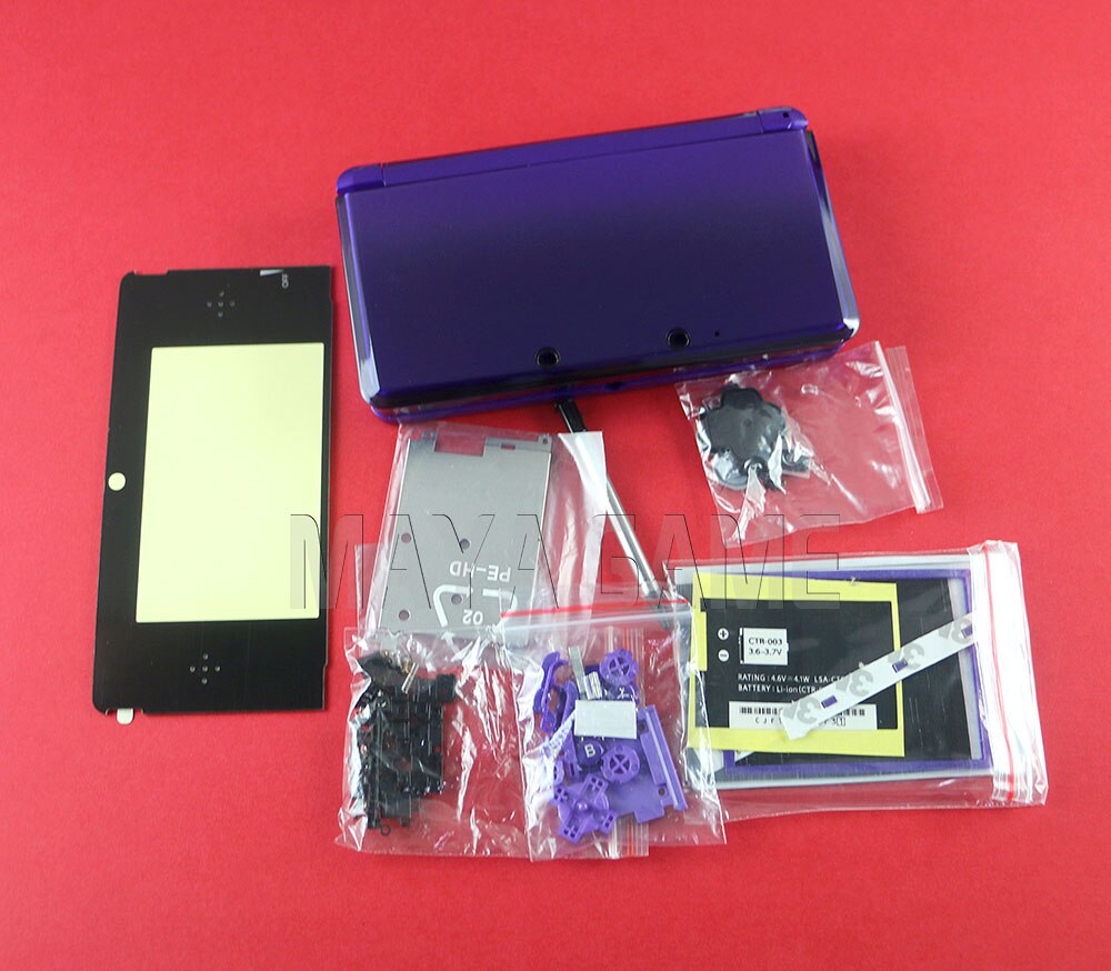 1 Set Volledige Complete Behuizing Shell Case Met Screen Lens Voor 3DS Case Cover Vervanging Reparatie Onderdelen Met Knoppen Kit + 3M Sticker